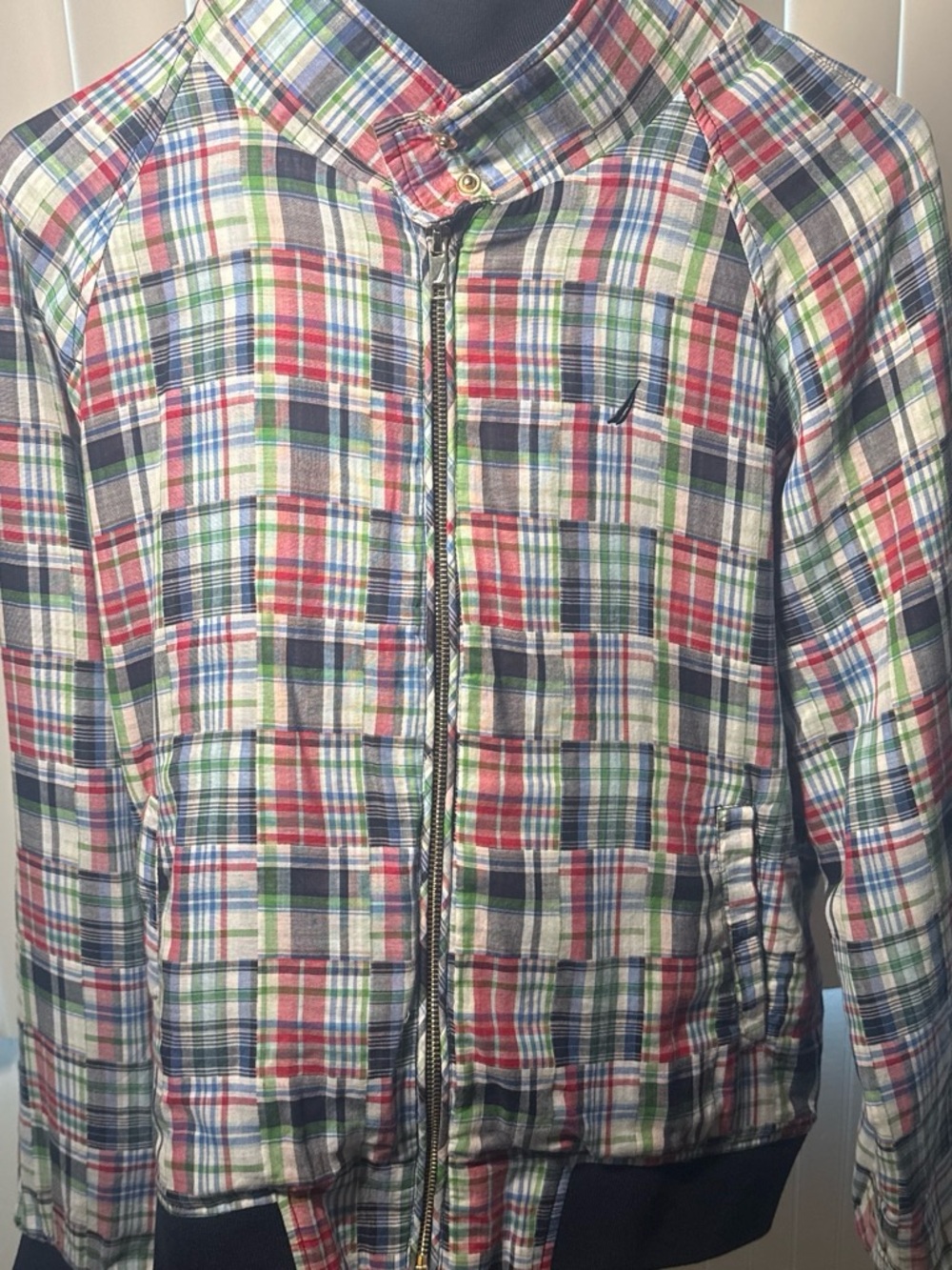 Nautica Multicolor Plaid Zip-Front Puffer Jacket